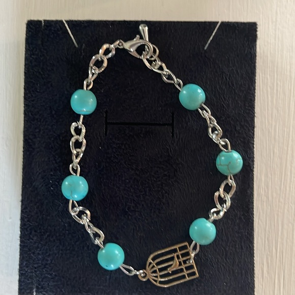 Beautiful turquoise beaded bracelet she earring set made in Turkey - Picture 5 of 7